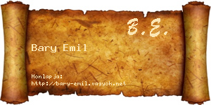 Bary Emil névjegykártya